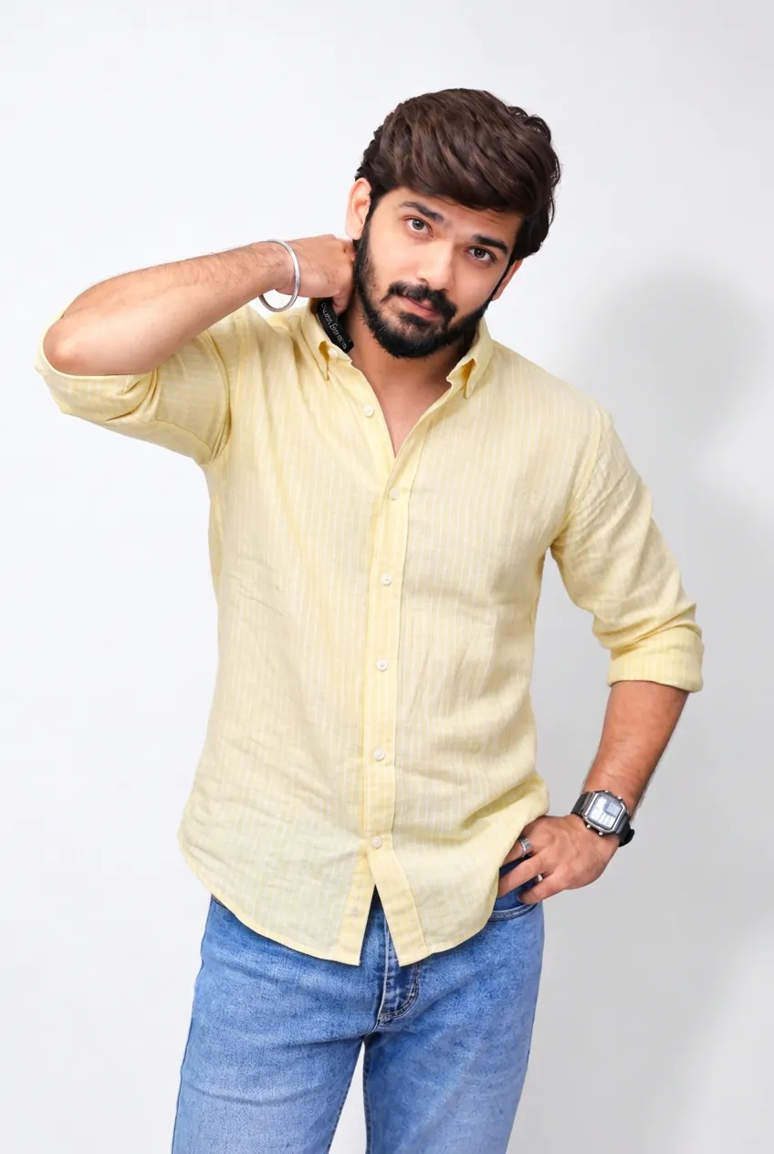 Yellow Striped Full-Hand Shirt
