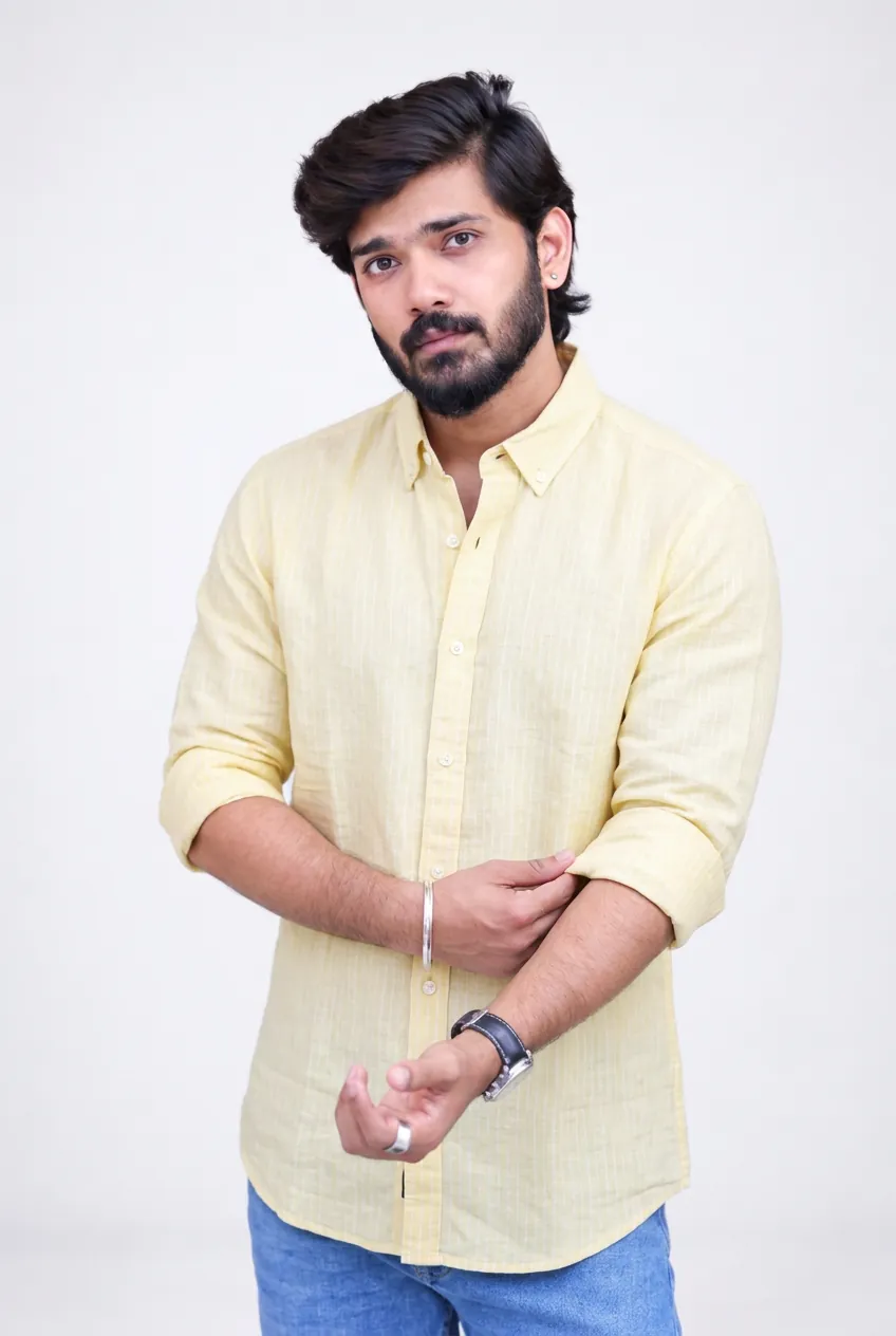 Yellow Striped Full-Hand Shirt