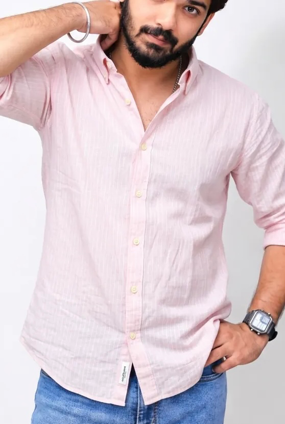 Pink Striped Full-Hand Shirt