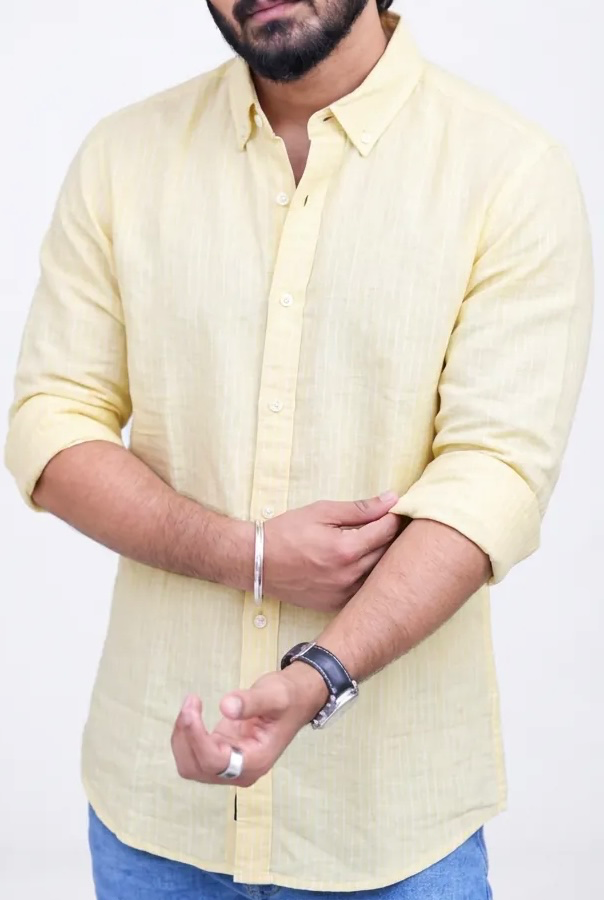 Yellow Striped Full-Hand Shirt