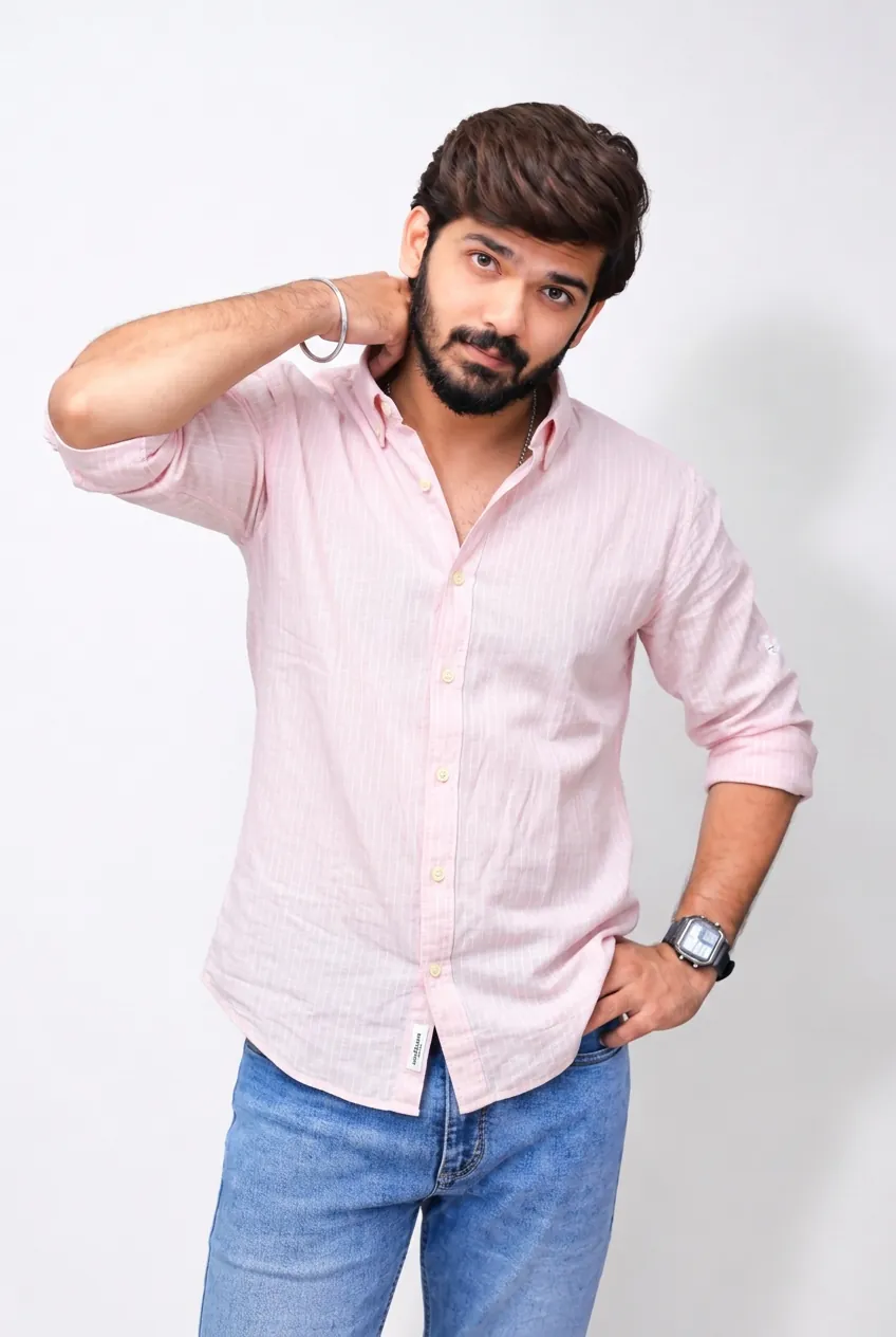 Pink Striped Full-Hand Shirt