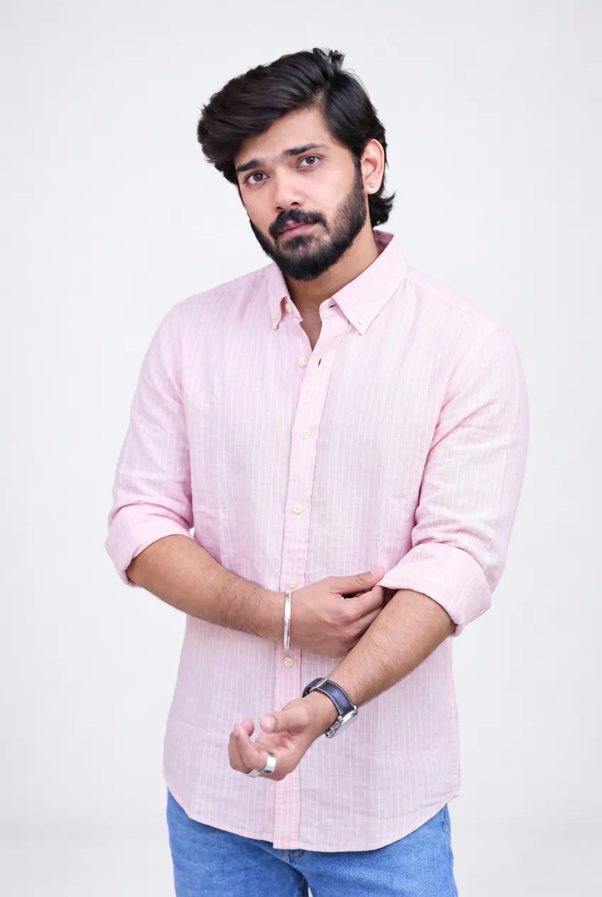 Pink Striped Full-Hand Shirt