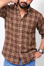 Brown Checked Full-Hand Shirt
