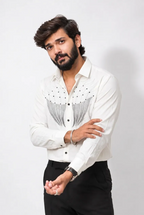 White Stone-Work Full-Hand Shirt