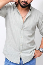 Green Striped Full-Hand Shirt