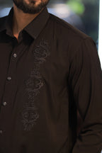 Black Stone-Work Party-Wear Shirt