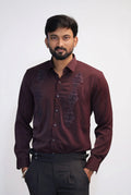 Wine Stone-Work Party-Wear Shirt