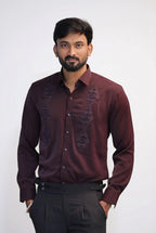 Wine Stone-Work Party-Wear Shirt