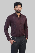 Wine Stone-Work Party-Wear Shirt