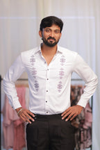 White Stone-Work Party-Wear Shirt