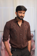 Brown Stone-Work Party-Wear Shirt