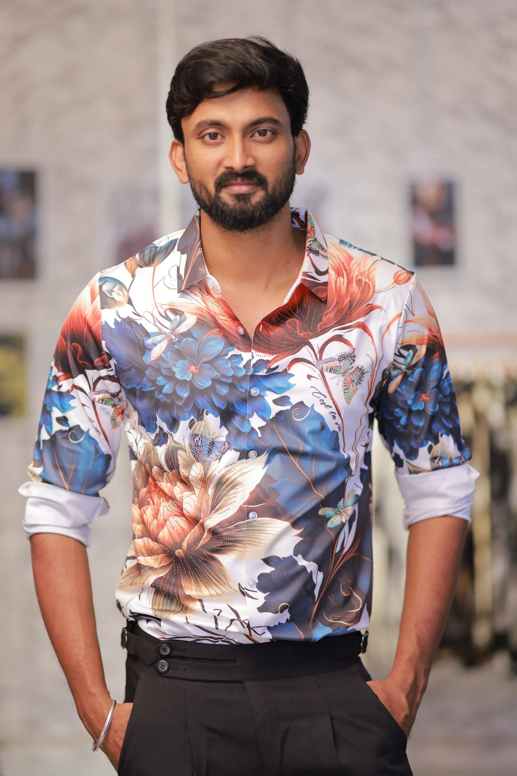 Imported Stone-Work Party-Wear Shirt