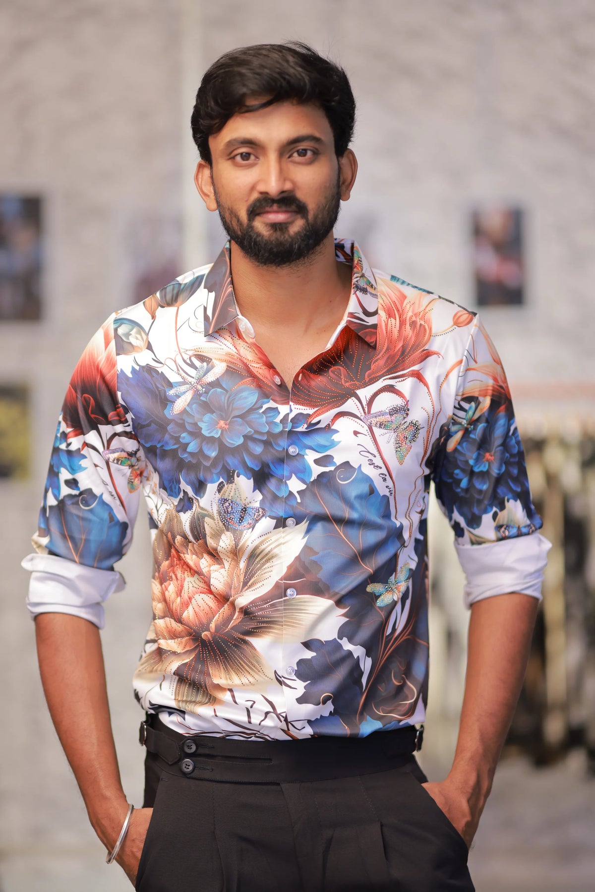 Imported Stone-Work Party-Wear Shirt