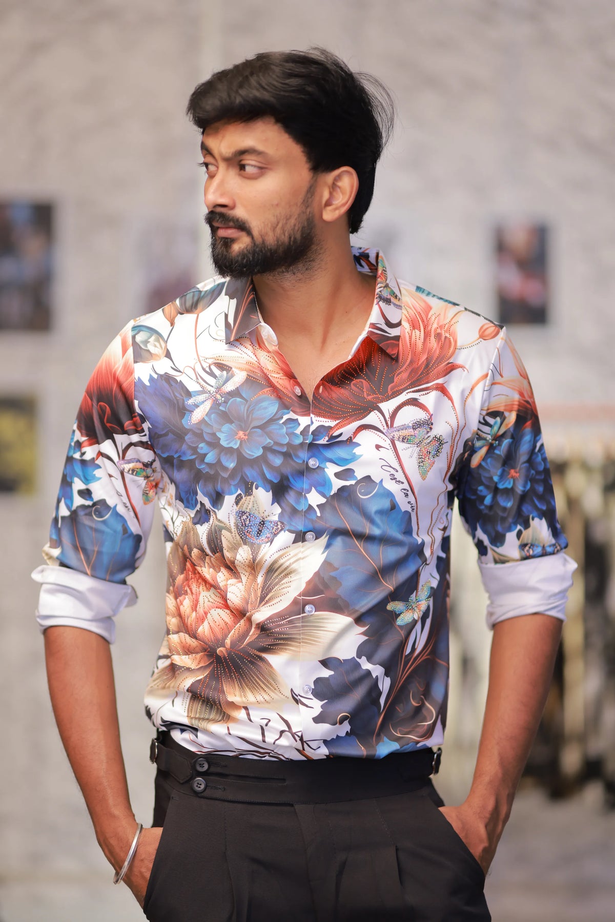Imported Stone-Work Party-Wear Shirt