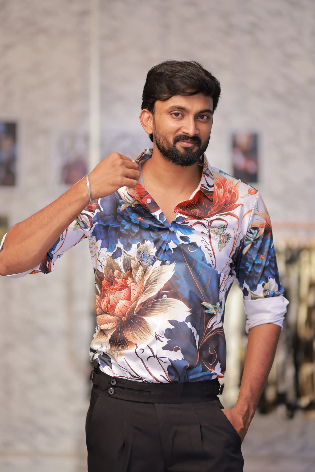 Imported Stone-Work Party-Wear Shirt