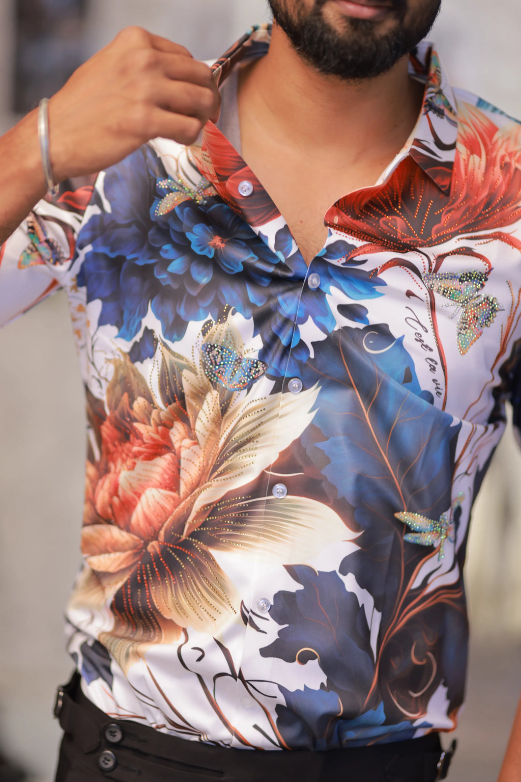 Imported Stone-Work Party-Wear Shirt