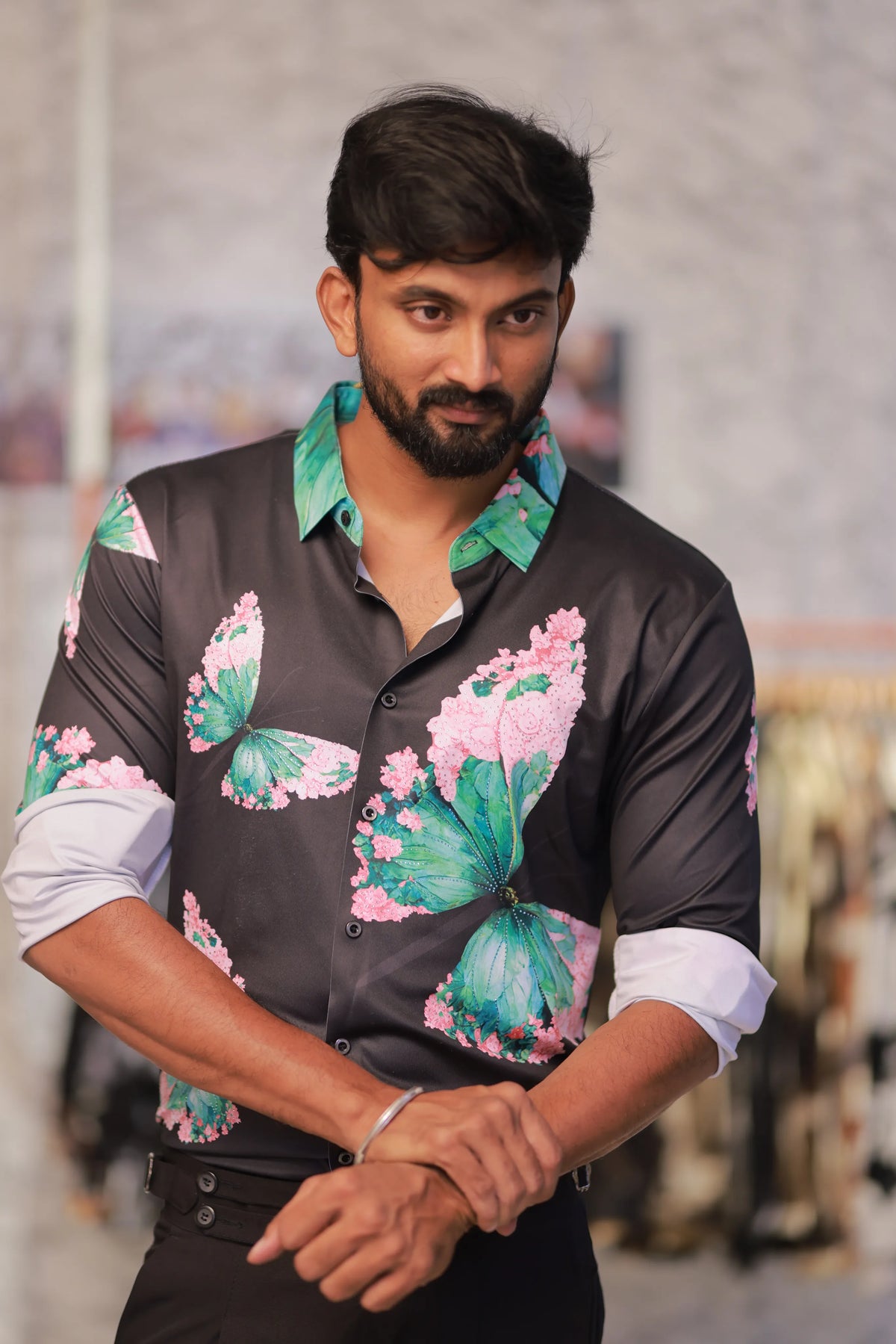 Imported Stone-Work Party-Wear Shirt