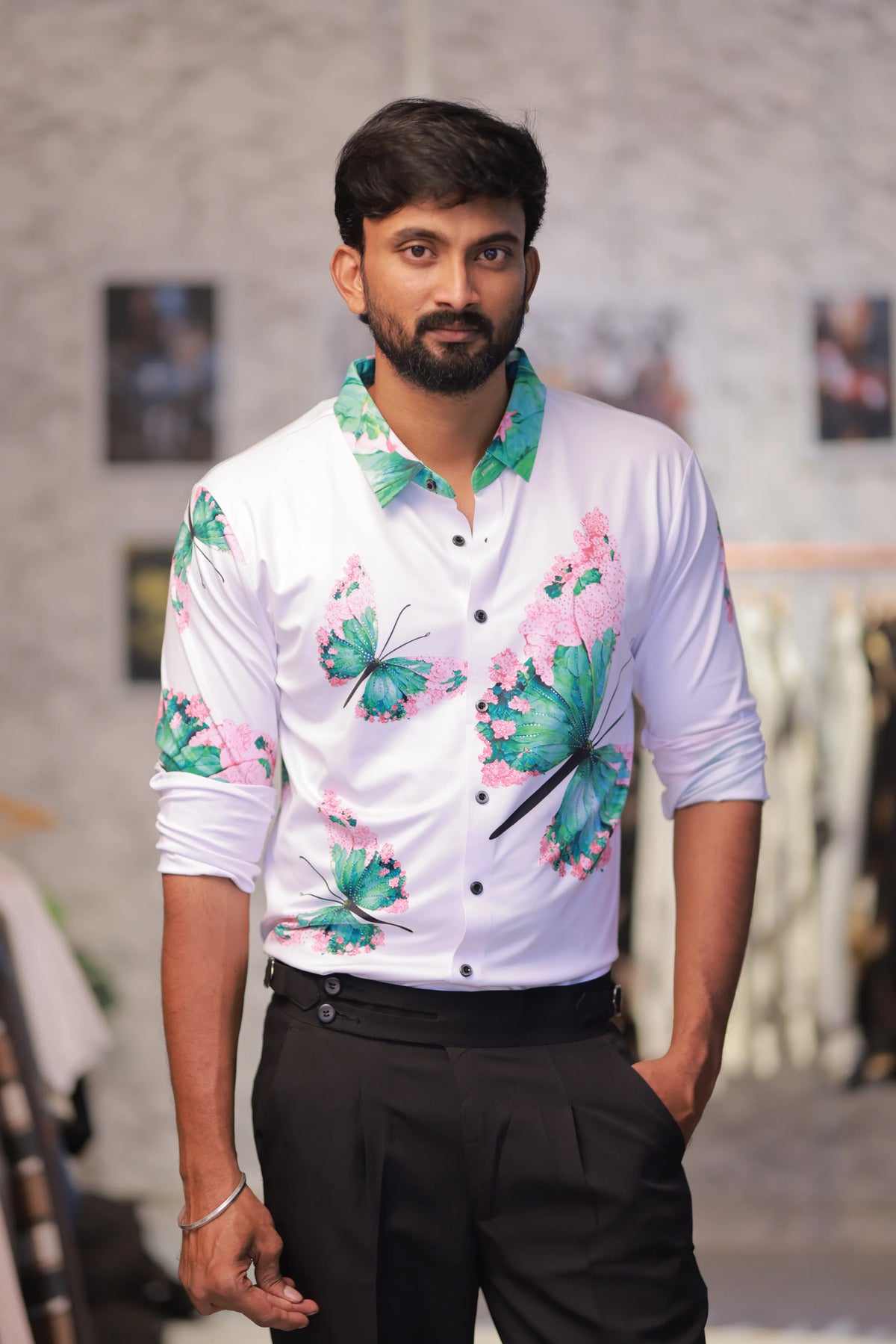 Imported Stone-Work Party-Wear Shirt