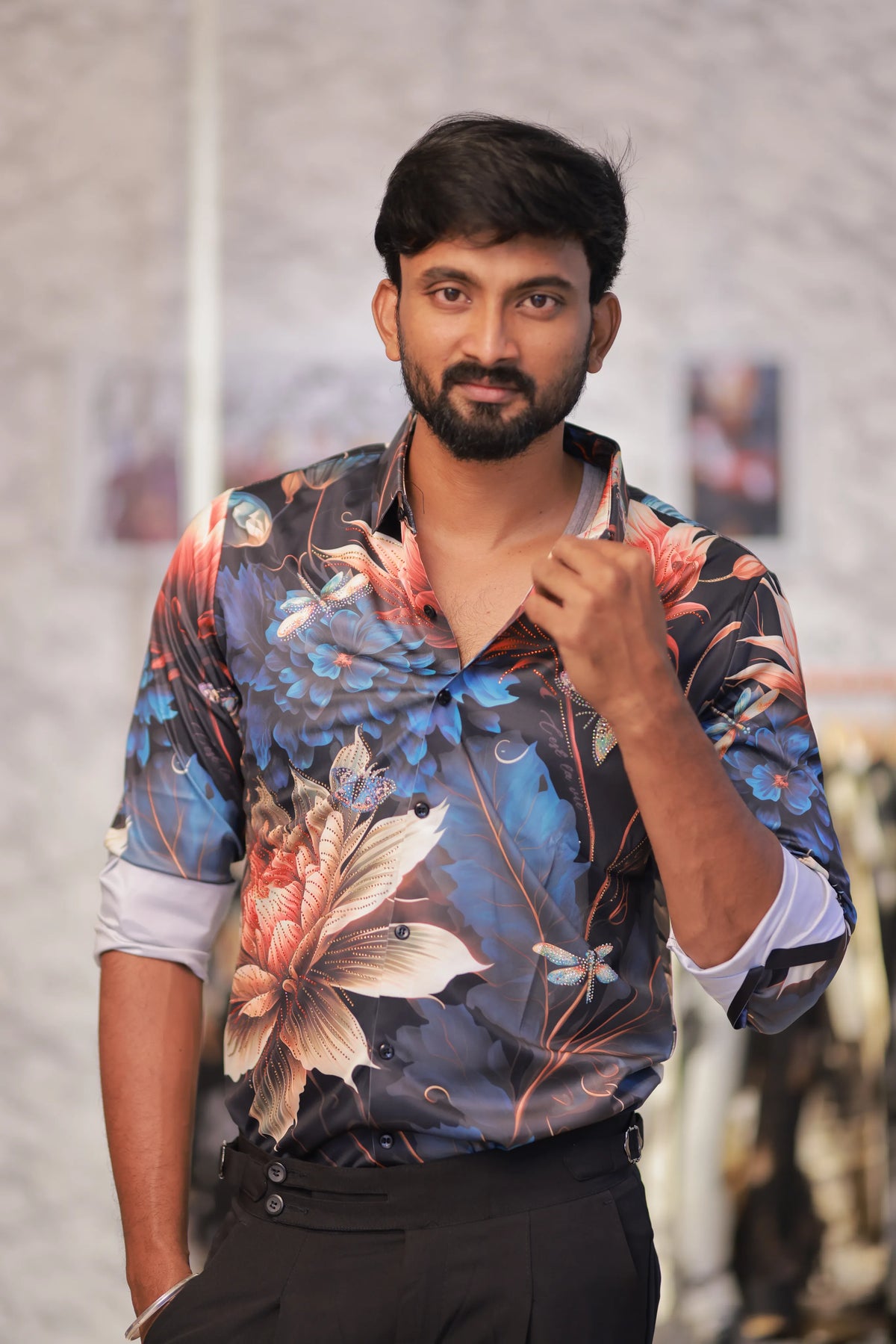 Imported Stone-Work Party-Wear Shirt