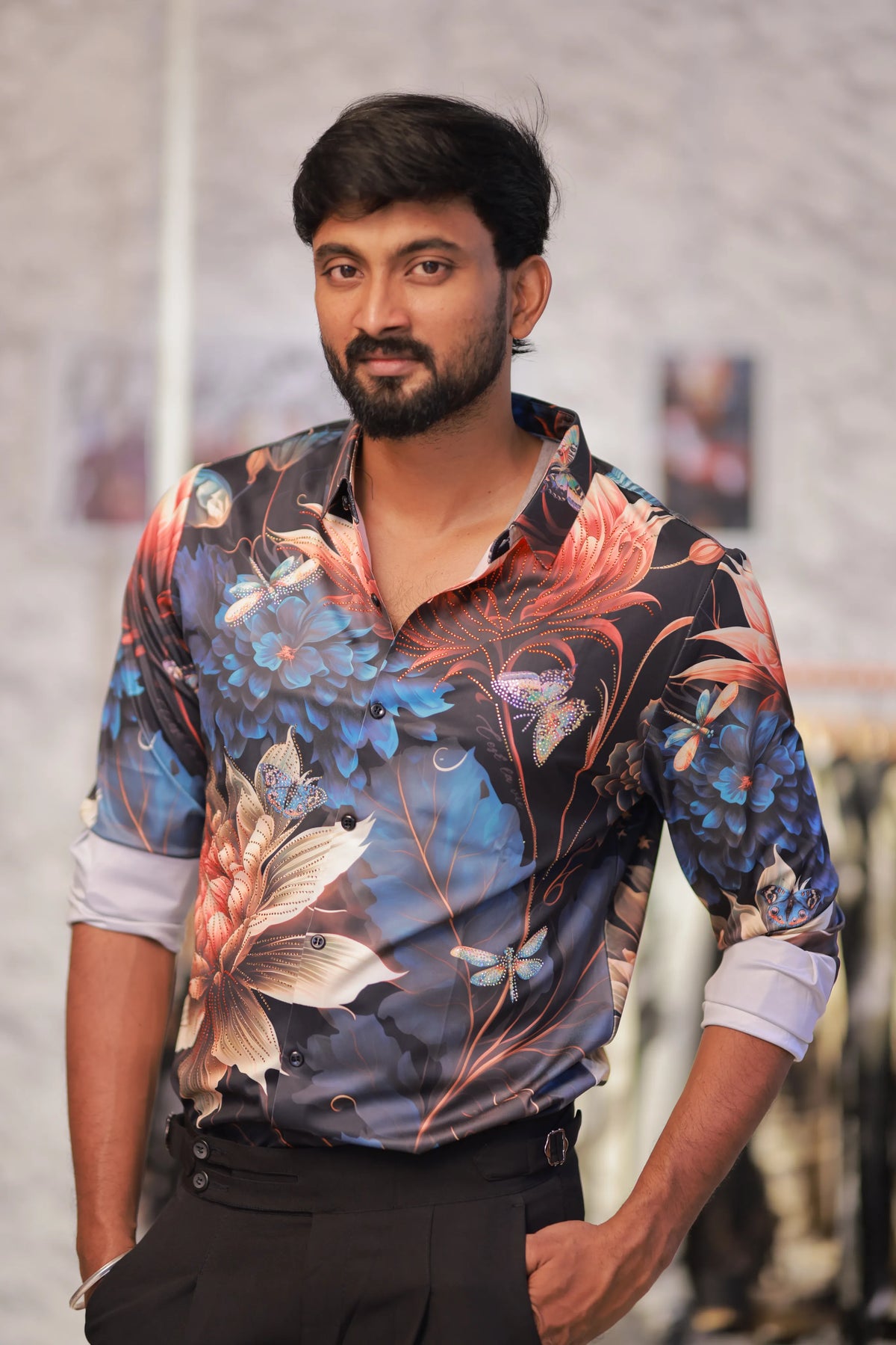 Imported Stone-Work Party-Wear Shirt