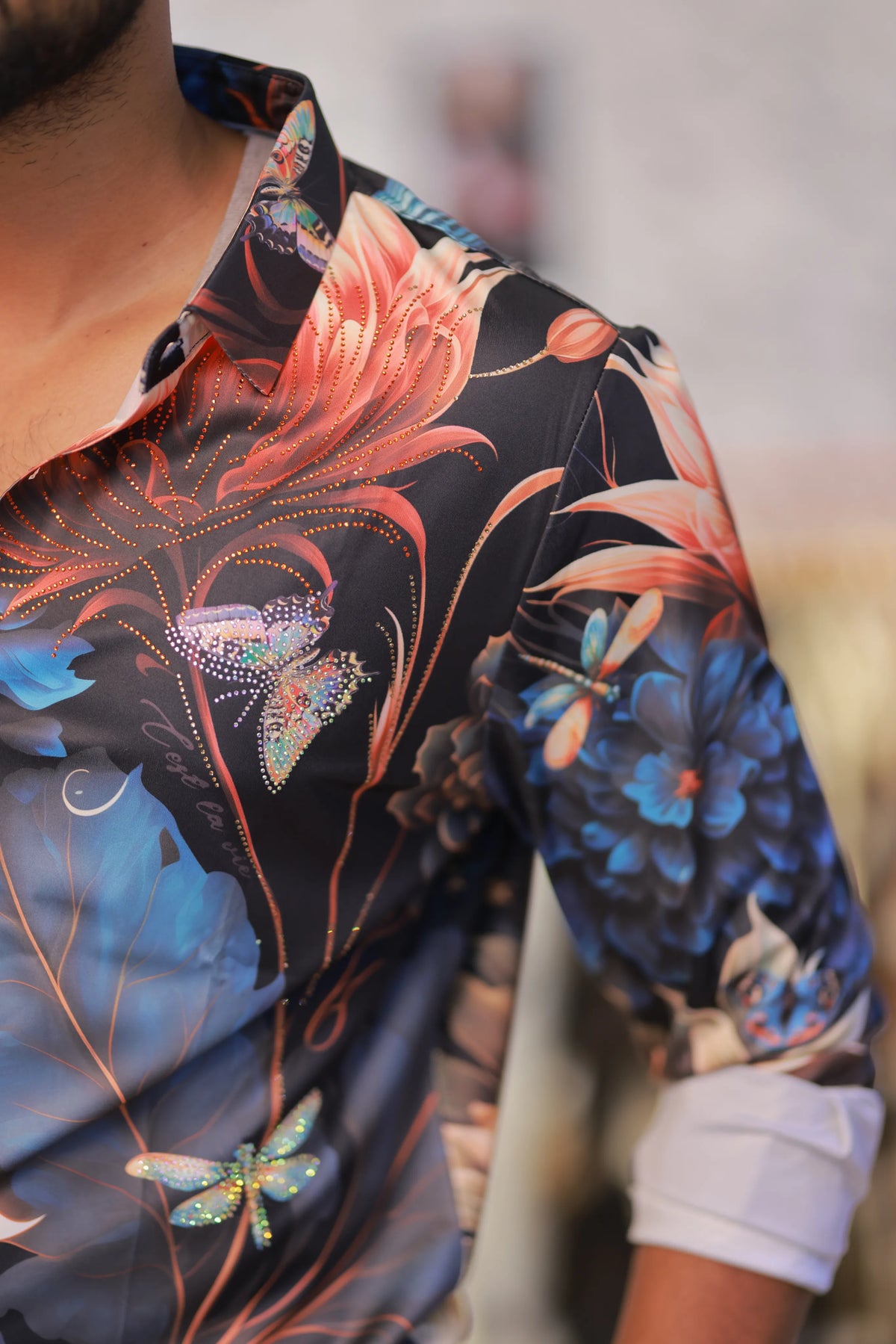 Imported Stone-Work Party-Wear Shirt