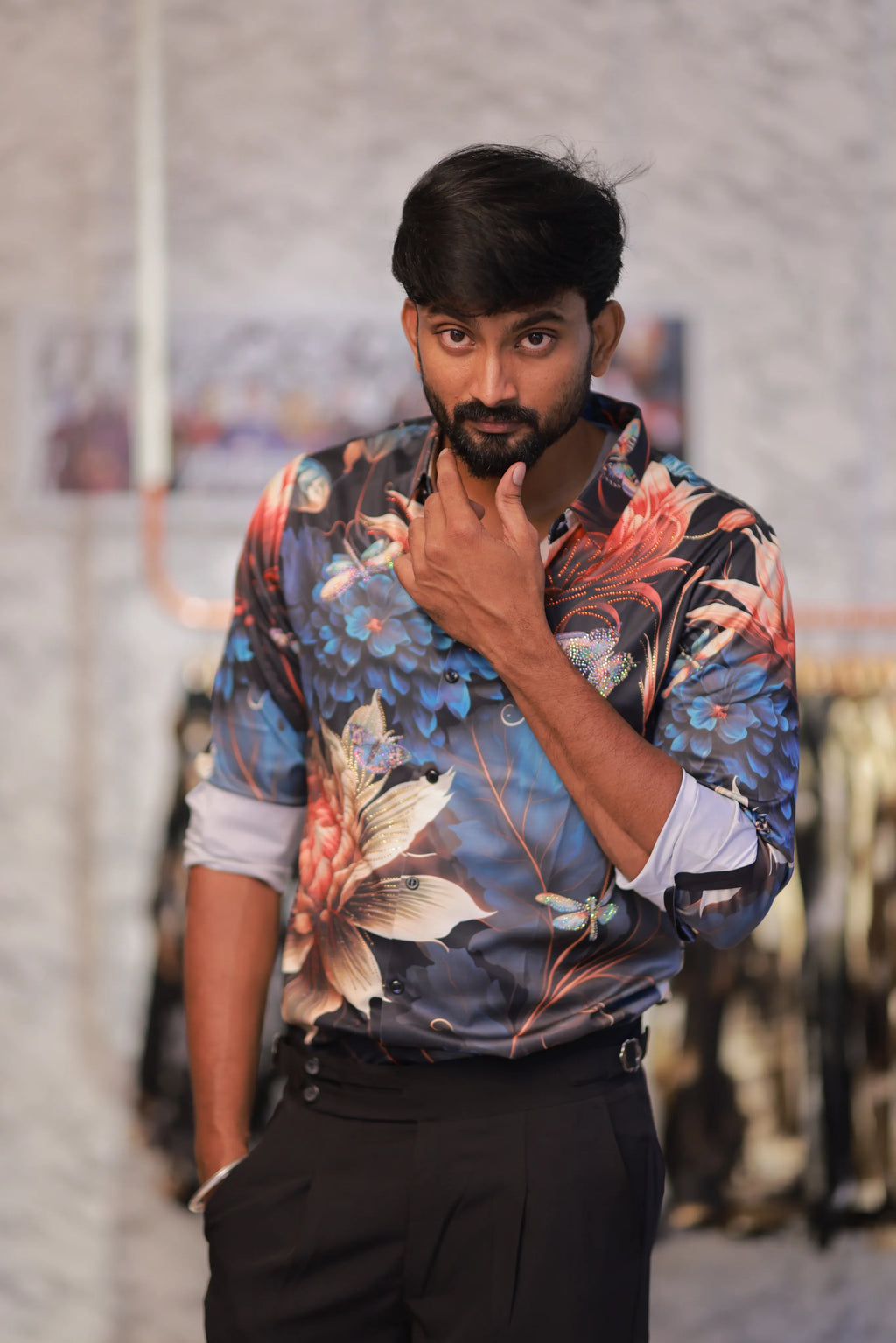 Imported Stone-Work Party-Wear Shirt