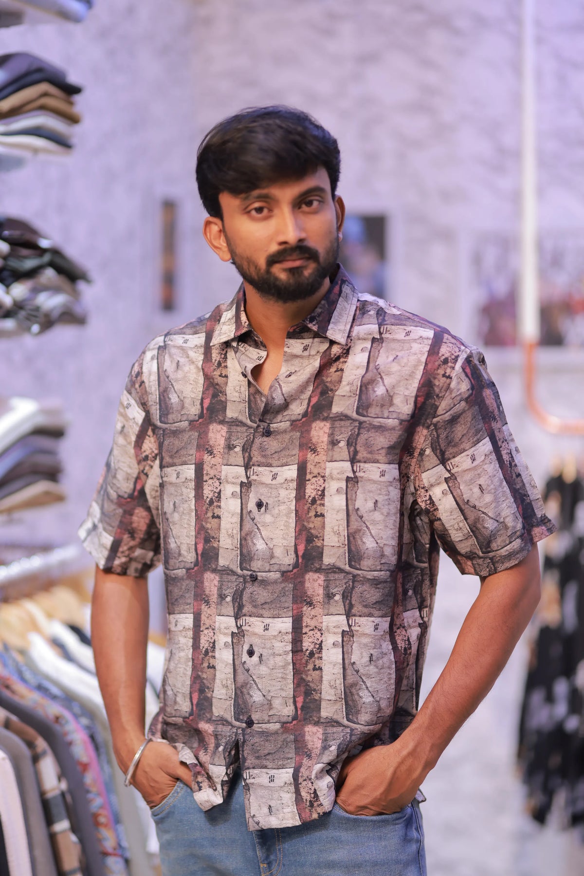 Printed Half-Hand Shirt