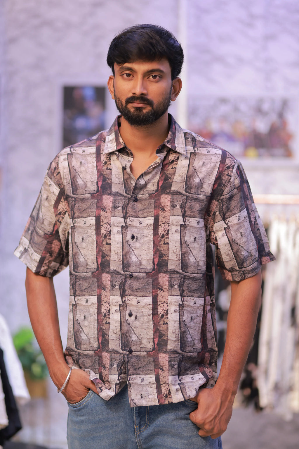 Printed Half-Hand Shirt
