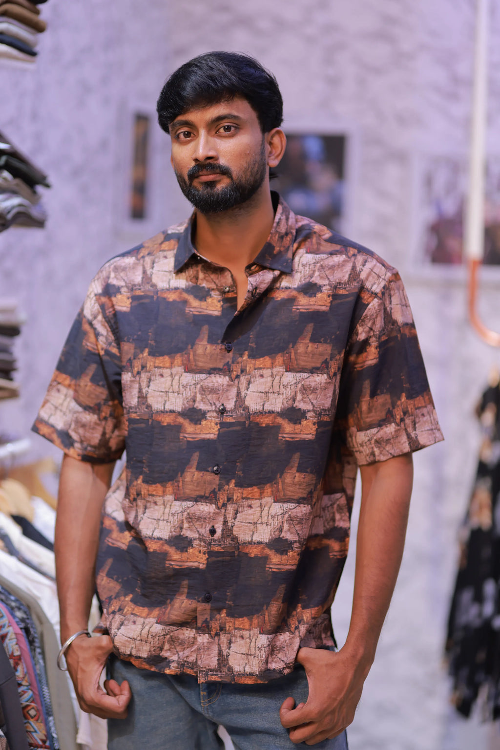 Printed Half-Hand Shirt