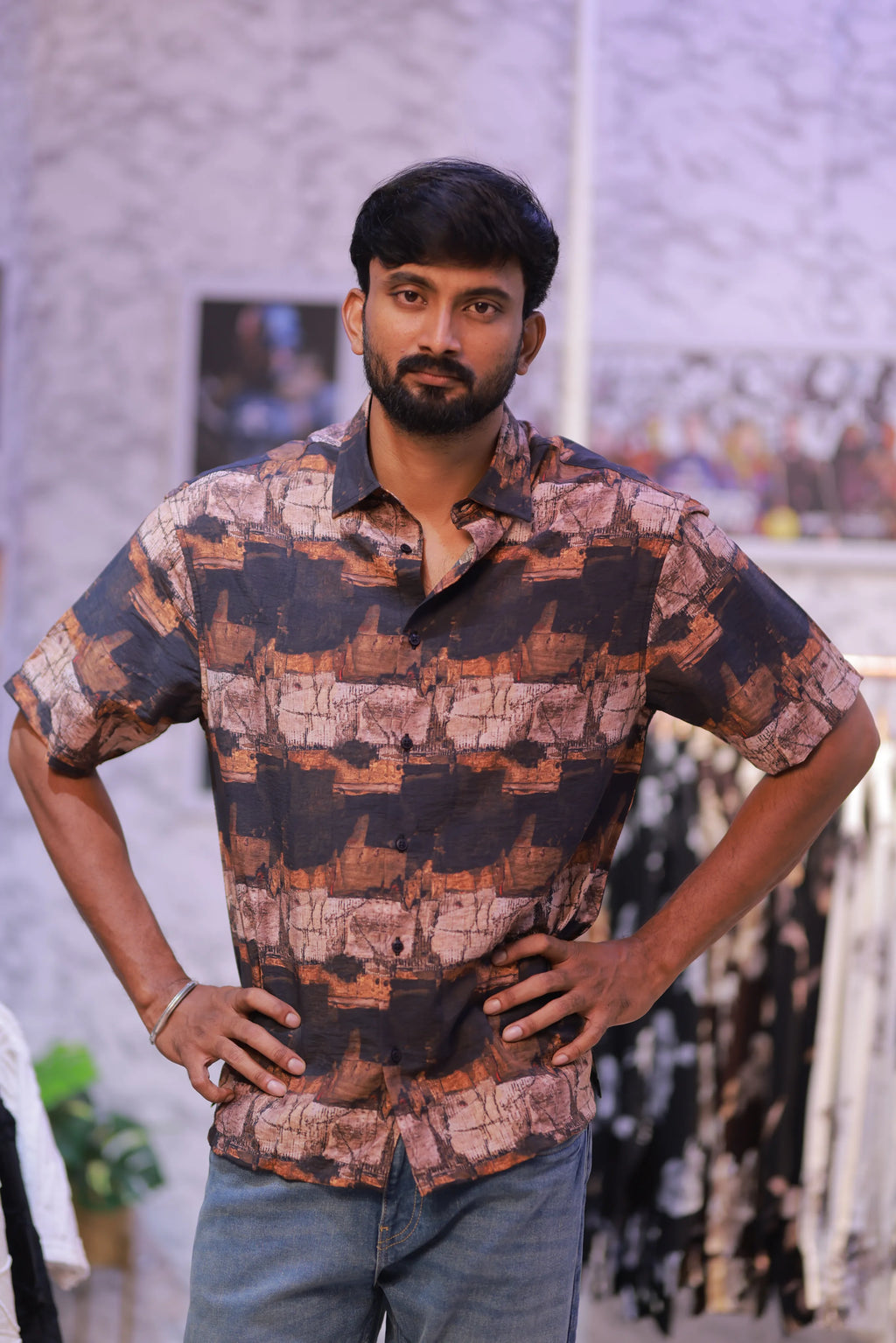 Printed Half-Hand Shirt
