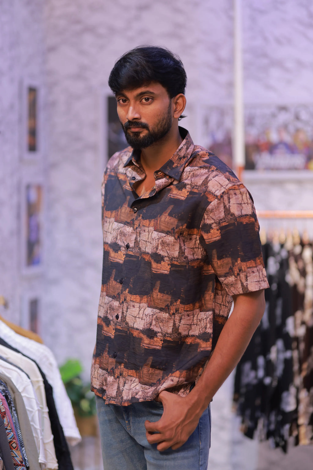 Printed Half-Hand Shirt
