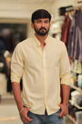 Yellow Linen Striped Full-Hand Shirt