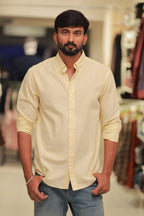 Yellow Linen Striped Full-Hand Shirt