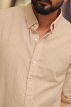 Sandal Linen Striped Full-Hand Shirt