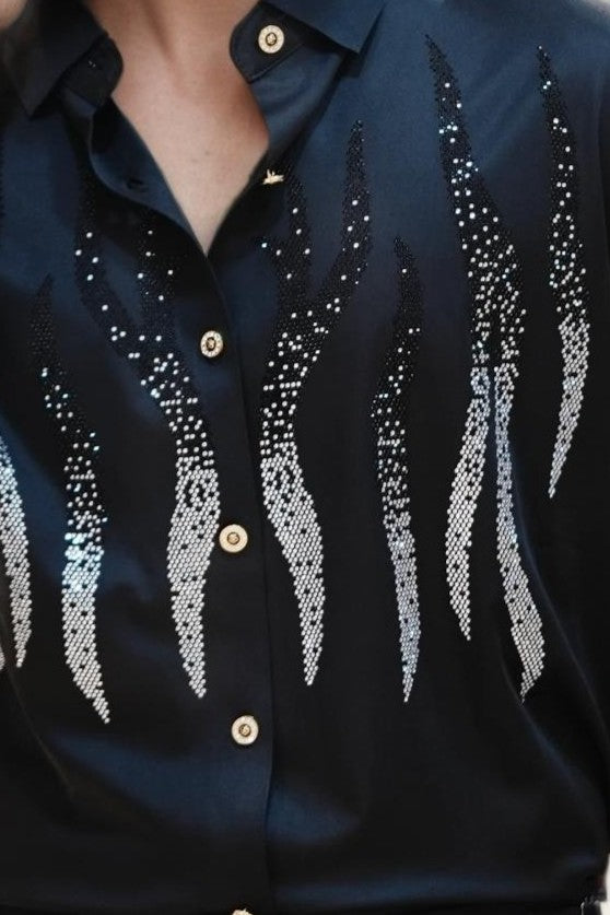 Black imported embellished shirt
