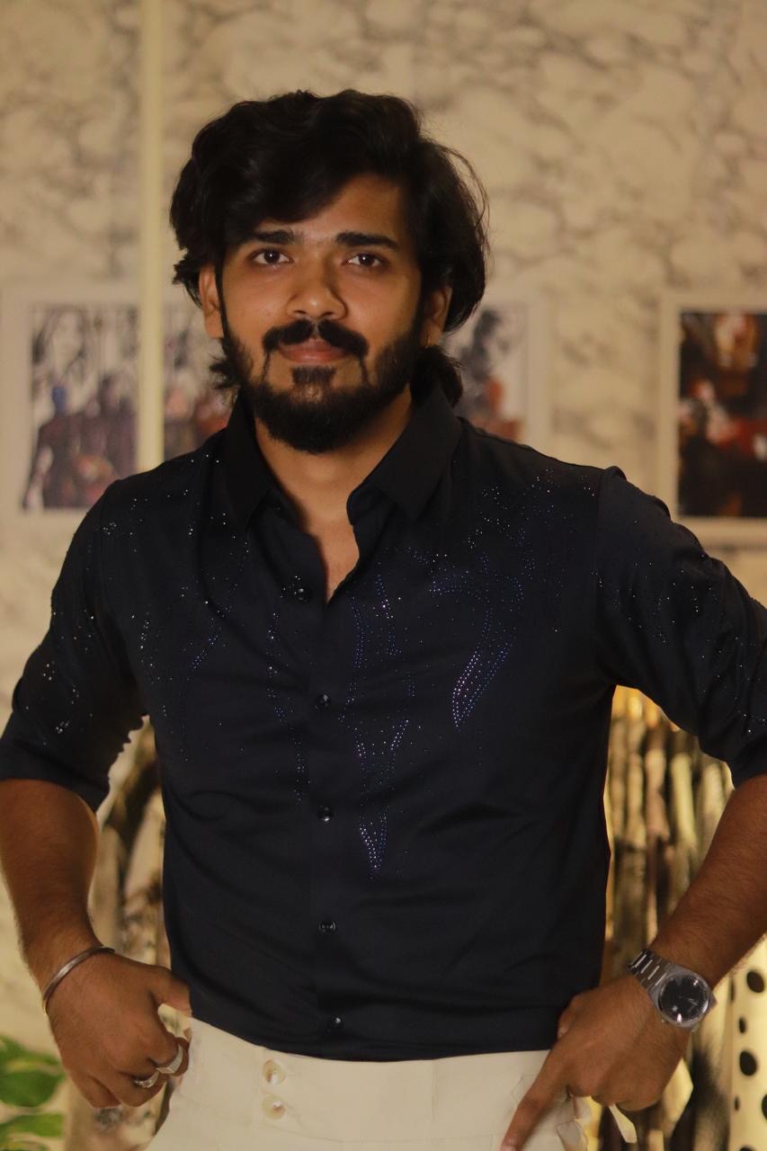 Blue Stone-Work Party-Wear Shirt