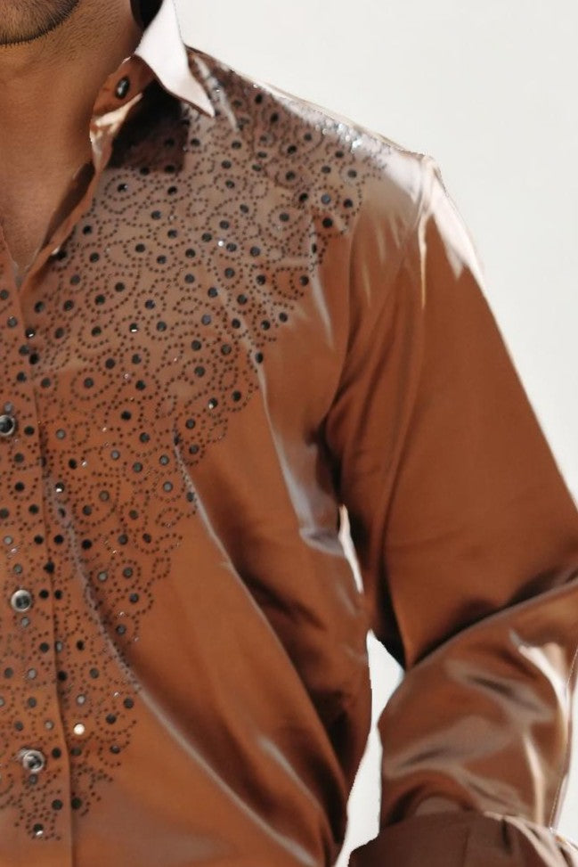 Brown Embellished Shirt