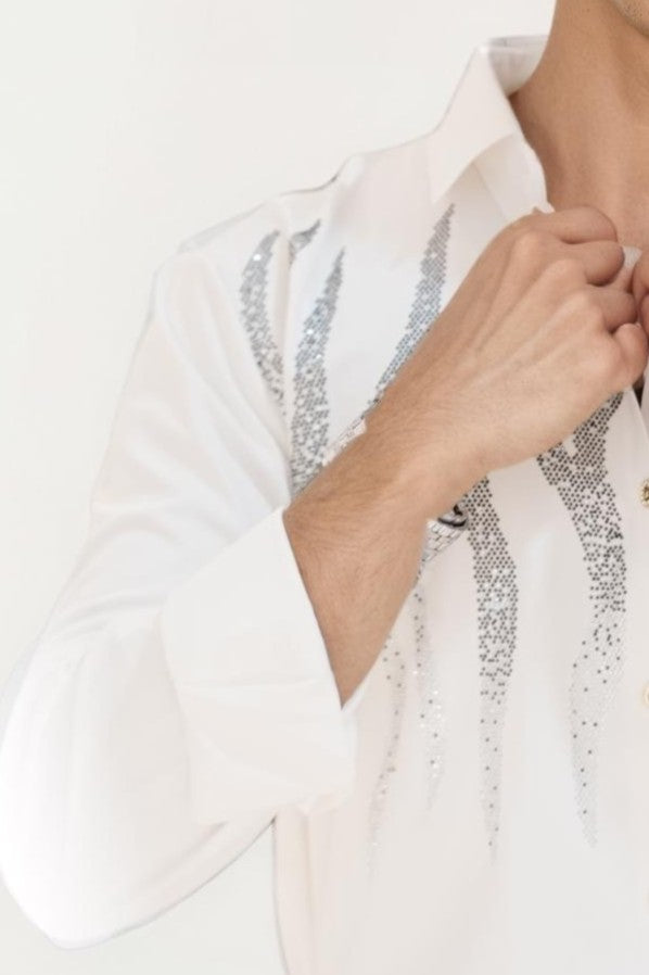 White imported embellished shirt