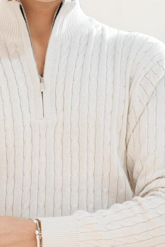 Beige Turtle Neck Zipper