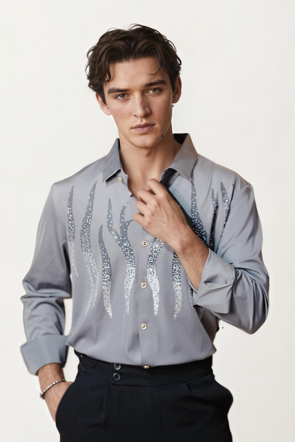 Grey imported embellished shirt