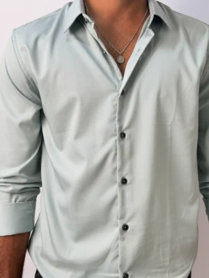 Light Green Plain Formal Shirts