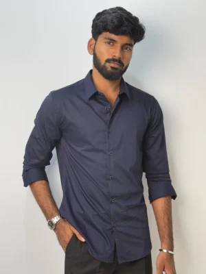 Blue Plain Formal Shirts