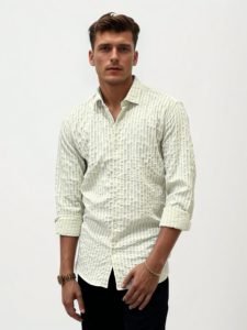 Self textured slim fit shirt
