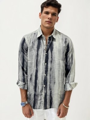 Purple Rayon Slim Fit Printed Shirt
