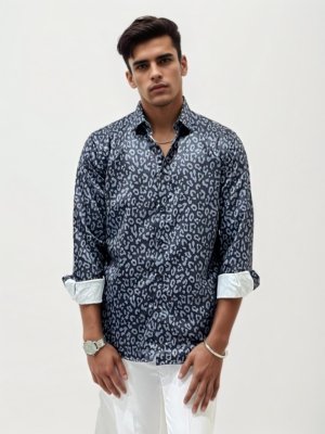 Satin Slim Fit Printed Shirt