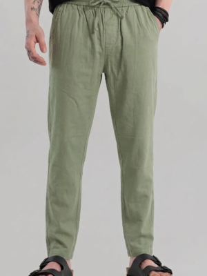 Light Olive Green Linen Trousers