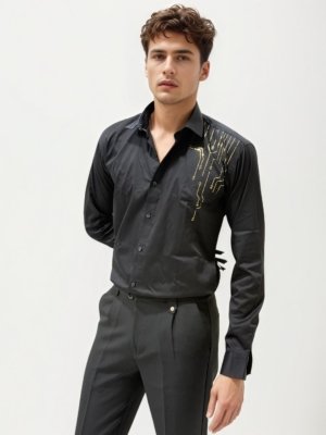 Black Sticker Work Party Wear
