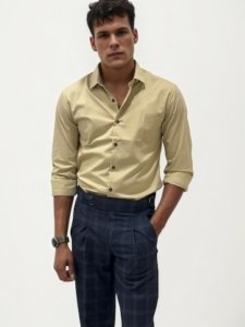 Dark Blue Checked Gurkha Trousers