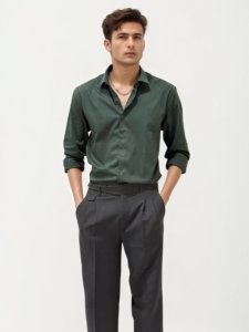 Pine Green Slim Fit Plain Shirt
