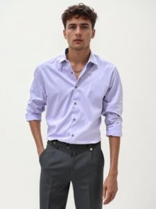 Purple Slim Fit Plain Shirt